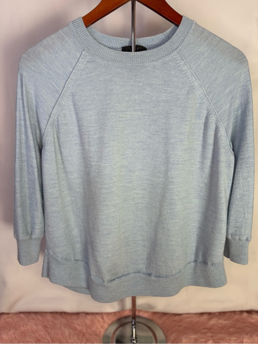J. Crew - 100% Merino Wool Light Blue Cropped Crewneck Knit Sweater - Size XS